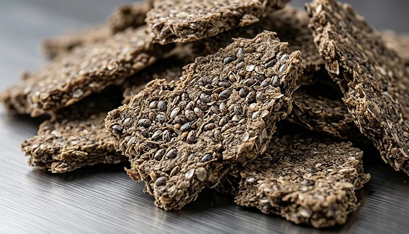 High-protein chia seed press cake from industrial cold press machine