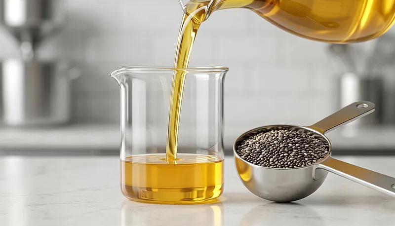 Premium cold-pressed extra virgin chia seed oil and raw seeds