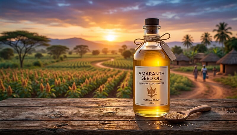 High-quality pure amaranth seed oil with a Nigerian agricultural background