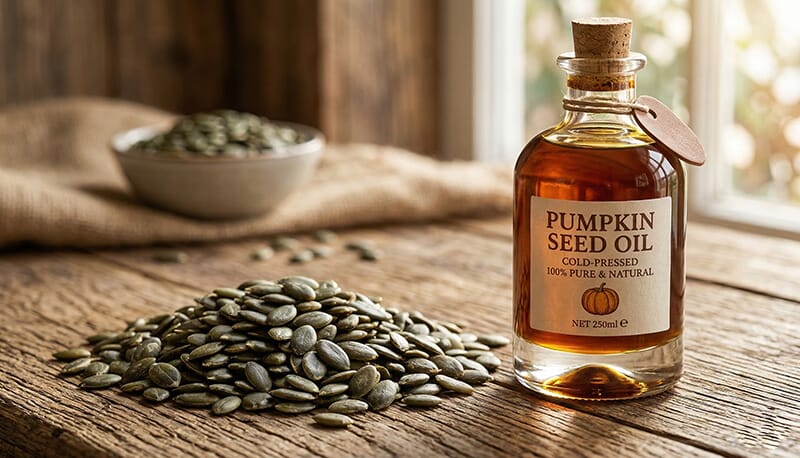 Premium raw pumpkin seeds and high-quality cold-pressed pumpkin seed oil