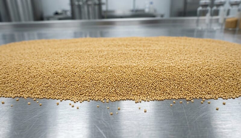 Macro shot of premium raw amaranth seeds on a clean stainless steel surface, ready for high-yield cold press oil extraction.