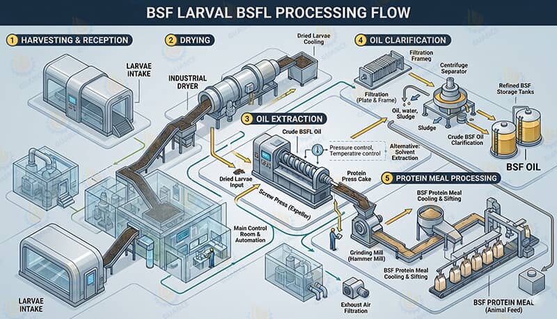 Guance Black soldier fly larvae oil processing plant layout
