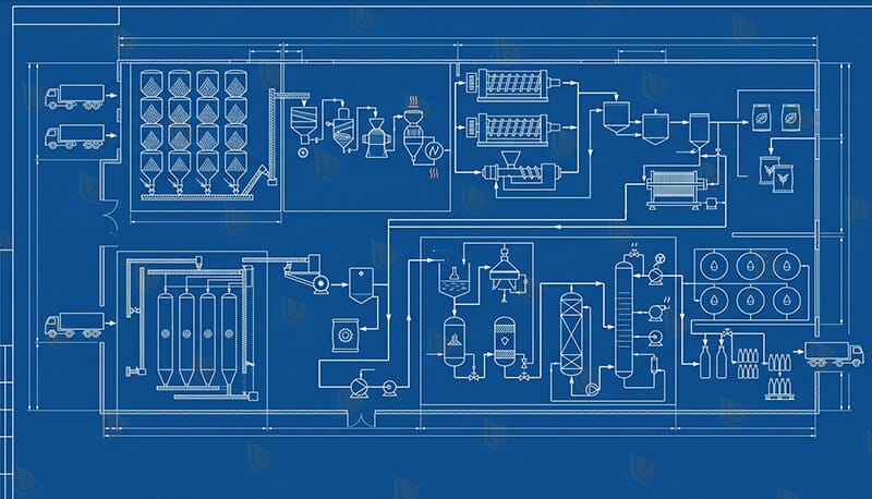 Rapeseed oil processing plant industrial layout